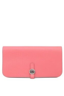Hermes Wallet Dogon Long Evercolor Rose Azalea Silver Bifold